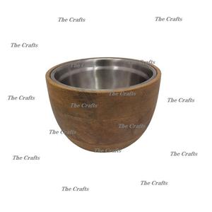 Bol de service en acier inoxydable et en bois pour dessus de table de cuisine bol à salade de fruits à prix acceptable - Product Image 2