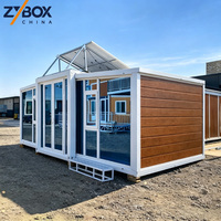 Maison préfabriquée en bois solaire entièrement vitrée, extensible, ZYBOX # 1 Vendeur mondial Livraison en 10 jours ADU Cabin