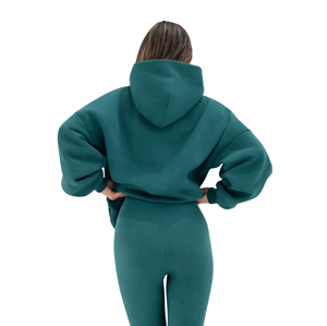 Sudadera Extra Grande para Mujer, 50% Algodón, 50% Poliéster, Verde Oscuro, Estilo Urbano, Hombros Caídos, Corte Holgado, Moda de Invierno - Product Image 5