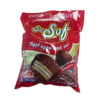 Biscuits vietnamiens fourrés à la crème de sucre et au cacao, enrobés de chocolat, avec guimauves moelleuses, 216g, boîte en vrac, emballage standard pour l'exportation, sachet de 12, saveur sucrée