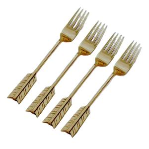 Juego de cubiertos de acero inoxidable de estilo americano de lujo de 4 piezas con asas estampadas ecológicas hechas a mano en latón dorado - Product Image 1