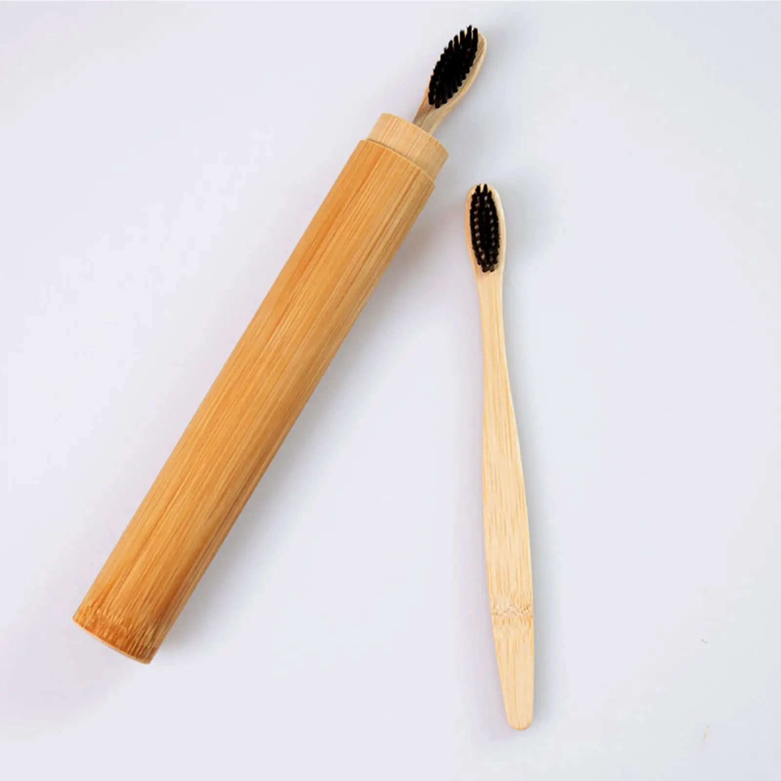 Sikat gigi bambu kustom organik untuk dewasa, sikat gigi bambu ramah lingkungan label pribadi dengan kotak