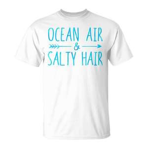 Camiseta Ocean Air Salty Hair para niñas, estilo retro, para vacaciones de verano - Product Image 1