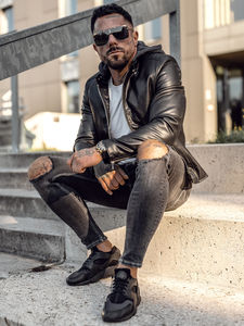 Chaqueta de Cuero PU para Hombre al por Mayor, con Cierre, Cuello Alto, Estilo Moderno, Talla Personalizada, Tinte Liso, para Primavera y Otoño - Product Image 4