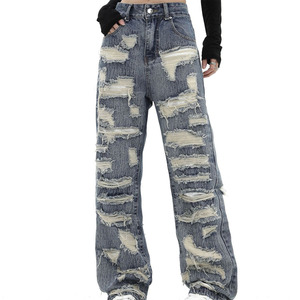 Rửa Thấp Eo Jeans Phụ Nữ Tùy Chỉnh Màu Sắc Chất Lượng Hàng Đầu Phụ Nữ Jeans Thẳng Có Thể & Baggy Jeans Với Tùy Chỉnh Nhãn - Product Image 1