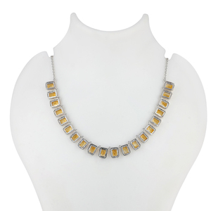 สร้อยคอช็อคเกอร์ทำมือเงินแท้ 925 ประดับพลอยซิทรินและเพชร - Product Image 4