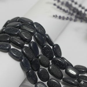 Cuentas Sueltas Ovaladas de Piedra Arenisca Dorada Azul de la Mejor Calidad al por Mayor, 8x5mm, para Fabricación de Joyería DIY, Beadsnfashion SP-2109 - Product Image 2