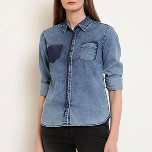 Privé Logo personnalisé étiquette femmes jean pantalon à manches longues nouvel Article jean chemise vêtements de plein air coton fait femmes jean chemise - Product Image 6