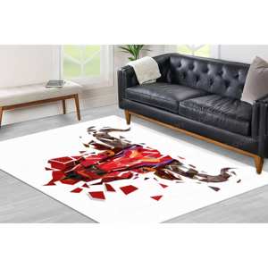 Polygon Bull Large <b>Rug</b>, Entryway Gift <b>Rug</b> For Home, Printed <b>Rug</b>,Chenille <b>Rug</b> - Product Image 3