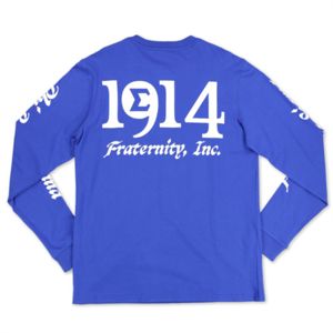 T-shirt à manches longues PBS-bleu royal | Chemise Phi Beta Sigma 100% coton avec broderie et graphiques imprimés | Vêtements de fraternité pour hommes - Product Image 2