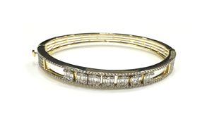 Elegant 14K Gold Round Emerald Cut Baguette Diamond <b>Bracelet</b> Customizable Moveable Fashionable Bangles Natural Diamond - Product Image 3