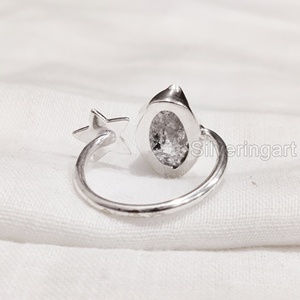 Anillo de Plata de Ley 925 con Diamante Herkimer Natural en Bruto, Ajustable, con Forma de Estrella, para Mujer, Joyería de Piedra Natural, Regalo de Navidad - Product Image 5
