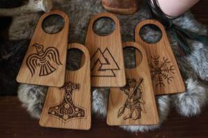 Organizador de Cuernos Vikingos, Soportes de Madera Grabados, Soportes para Cuernos de Tamaño Personalizado, de la India - Product Image 5