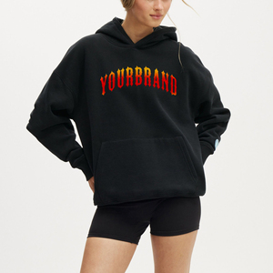 Sweat-shirts pour femmes en polyester/coton, lavage à l'acide, surdimensionnés, épaules tombantes, poids lourd, 500 GSM, manches longues, vêtements décontractés à capuche, OEM/ODM - Product Image 1