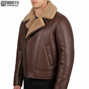 Nouveau blouson bombardier en cuir pour hommes style bombardier avec manches et col côtelés pour veste bombardier à coupe élégante personnalisée - Product Image 5
