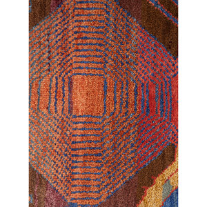 Tapis Manchaha bleu noué à la main en laine et soie de bambou, grand format, style classique, motif abstrait pour la maison, le salon, le couloir - Les-2799 - Product Image 3