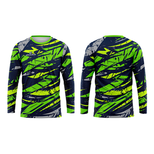 เสื้อกีฬาพิมพ์ลายดิจิทัลสั่งทำได้ MOQ ต่ำ เสื้อเจอร์ซีย์ผู้ชายสไตล์สตรีท เสื้อมอเตอร์ครอสแบบเรียบสั่งทำได้ พร้อมแถบยางยืดด้านข้าง - Product Image 1