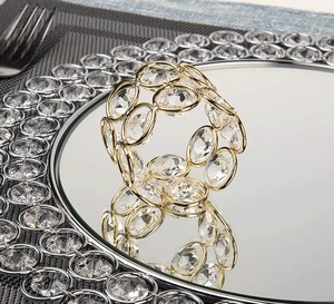 Porte-serviette décoratif en cristal doré pour table de luxe, accessoire de service brillant pour évènements de mariage et hôtel - Product Image 3