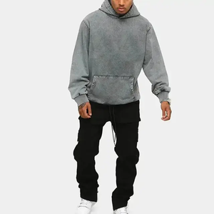 Sweats à capuche et sweatshirts surdimensionnés chauds d'hiver 100% coton pour hommes, couleur unie, vente à chaud - Product Image 4