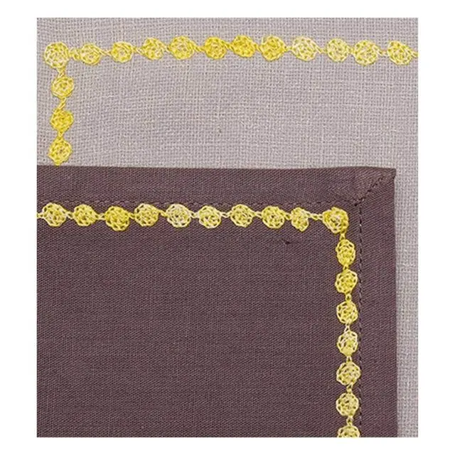 Personnalisé jaune brodé frontières solide coton lin Table tapis décoratif noël maison cuisine dîner café salle à manger tampons