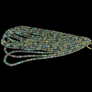 Perles Rondelle à facettes opale noire 3-5mm brin de pierres précieuses naturelles pour la fabrication de bijoux perles en vrac en gros exportation à forte demande - Product Image 6