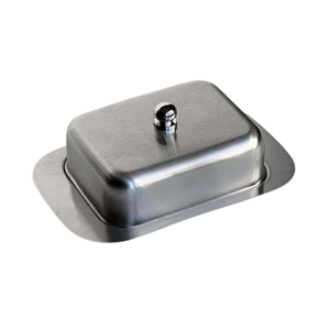 Plat à beurre moderne en acier inoxydable finition brillante ustensiles de cuisine vaisselle et assiettes de rangement de comptoir - Product Image 2