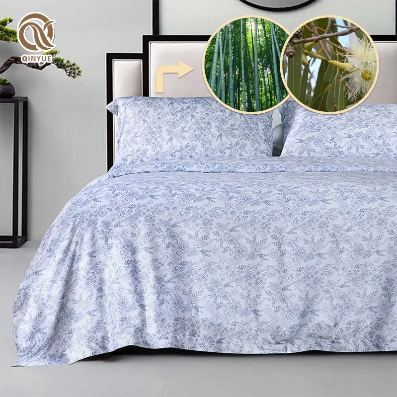 OEM bán buôn bedsheet Set Duvet cover Set 4 pcsbed tấm và 2 pillowcases tre Lyocell tấm Set