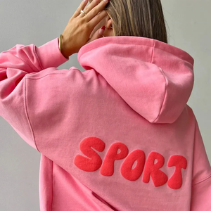 Sweat à capuche 100% coton surdimensionné de haute qualité pour femmes Streetwear respirant avec logo personnalisé taille personnalisée - Product Image 1