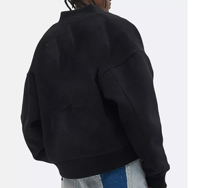 Venta al por mayor personalizable chaqueta de béisbol de lana para los hombres de invierno Casual Varsity chaqueta OEM servicio Bla Letterman diseño sin cuello - Product Image 5