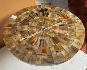 Table en corne écologique faite à la main, table de salon ronde au design Art déco naturel - Product Image 2