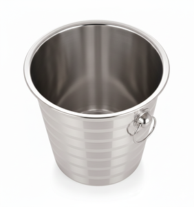 Cubo Utilitario de Acero Inoxidable con Doble Asa, Acabado Cuadriculado Plateado para Fiestas - Product Image 3