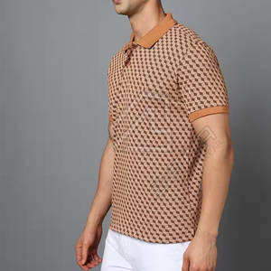 Hombres de algodón 100% de alta calidad para Polos Logotipo personalizado Impreso Diseño de rayas Cuello vuelto Patrón sólido Tela de lona - Product Image 5