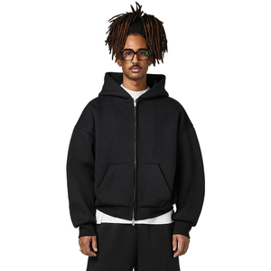 Logo personnalisé Pull Polaire Coton Hoodies Haute Qualité Poids Lourd Pleine Fermeture Éclair À Capuche Veste Double Couche Fermeture Éclair À Capuche pour Hommes - Product Image 1