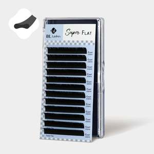 Extensions de cils Super Flat 0.25 PBT, outil de beauté de haute qualité, douceur exceptionnelle, courbures CC et DD disponibles, longueurs mixtes courtes et longues, livrées en boîte. - Product Image 1