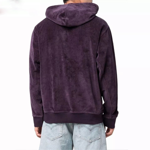 Sweat à capuche en velours de haute qualité pour hommes Sweat-shirt d'hiver épais avec capuche en tissu velours à motif solide - Product Image 3