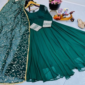 ชุดคลุม anarkali ล่าสุดออกแบบโดย Fab Zone faux georgette งานปักสำหรับอินเดียและปากีสถาน - Product Image 1
