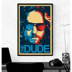 Affiche The Big Lebowski style moderne, le Dude sur toile avec cadre noir pour décoration murale - Product Image 1