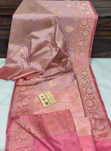 Sarees de brocart tissés à la main en soie pure avec des frontières indiennes ethniques modales et viscose pour les mariées et les robes de femme de chambre - Product Image 3