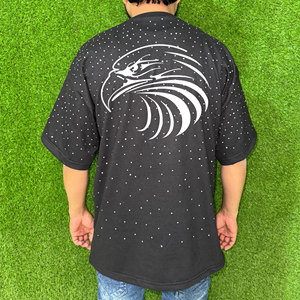 เสื้อยืดแฟชั่นผ้าฝ้าย100% สำหรับผู้ชายรุ่นเฮฟวีเวตทรงหลวมเปิดไหล่350GSM เสื้อถักแบบทางการออกแบบได้ตามต้องการ - Product Image 4