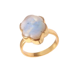 Bague d'éternité bohème en argent sterling 925 pour femme classique Rainbow Moonstone Vermeil Bezel Setting Nickel-Free Gold Plated - Product Image 6