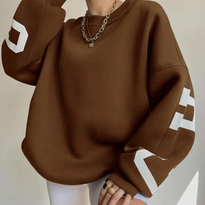 Sweat-shirts à capuche en molleton de coton de haute qualité pour femmes, taille plus, épaules tombantes, broderie de lettres sur toute la surface, logo sur le devant, hiver - Product Image 3