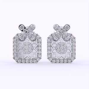 Attrayant Floral Matrix Diamant Pendentif Ensemble Avec Boucles D'oreilles Pour Elle Lab Grown Diamant Pendentif Ensemble Avec De Belles Boucles D'oreilles - Product Image 4