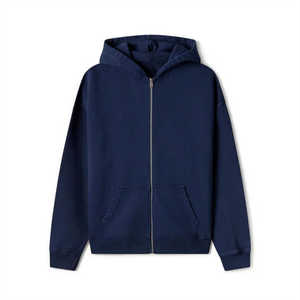 Sudadera con capucha y cremallera para hombre 100% algodón recortada de gran tamaño sudaderas con cremallera en Blanco polar peso pesado Sudadera con capucha personalizada - Product Image 2