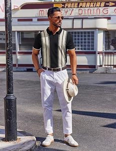 เสื้อโปโลลายทางผู้ชายเสื้อโปโลแขนสั้นลำลองคลาสสิกเสื้อโปโลผ้าฝ้ายระบายอากาศมีสไตล์สำหรับแบรนด์เสื้อผ้า OEM - Product Image 5