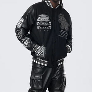 Chaqueta universitaria para hombre al aire libre, chaqueta de béisbol personalizada de estilo universitario, ropa informal duradera y de moda, letras de colores contrastantes - Product Image 2