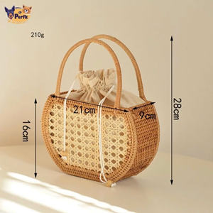 Meilleure vente Sac à main en rotin naturel avec poignée Sac de voyage en osier et bambou artisanal fait à la main au Vietnam - Product Image 5