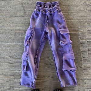 Kivotech Custom Men's Pants Trousers Fit Sun Faded Sweat Pants Four Pockets <b>Cargo</b> Sweatpants Acid Wash Rhinestone Sweatpants Men - Product Image 1