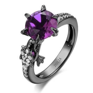 Bague Dragon en Argent Sterling Noir Jeulia avec Diamant de Laboratoire Taille Ronde - Product Image 3