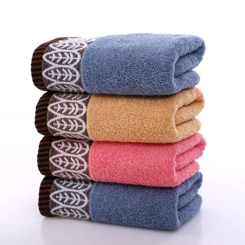 High Quality 100% Cotton Microfiber Soft Face Towels Absorbent Bath Home Beach Jacquard Stripes Wholesale Bathroom