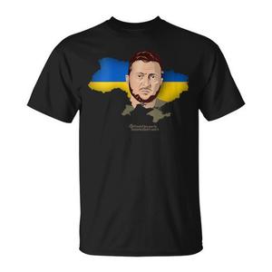 T-Shirt Unisex con Mappa dell'Ucraina di Volodymyr Zelenskyy, Girocollo, Manica Corta, Stampa Digitale, Abbigliamento Promozionale - Product Image 1